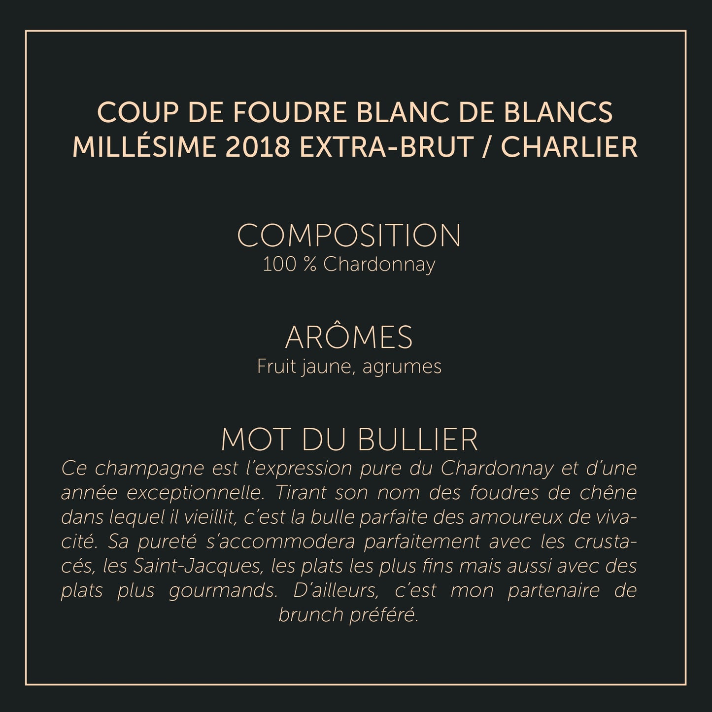 Coup de Foudre Blanc de Blancs Millésime 2018 - Charlier - Extra Brut