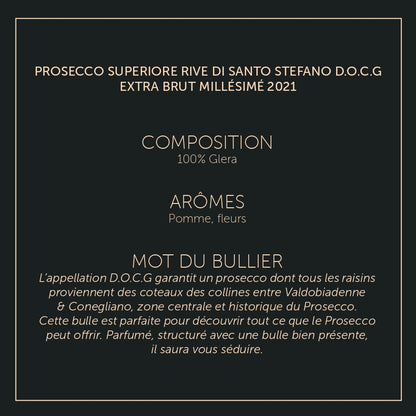 RIVE DI SANTO - Prosecco Supérieur Valdobiadene D.O.C.G - Millésimé 2023 - Numérotée - Extra Brut