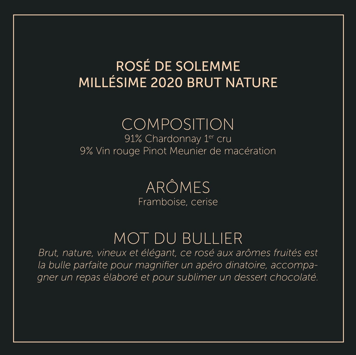 Rosé de Solemme Millésime 2020 - Brut Nature