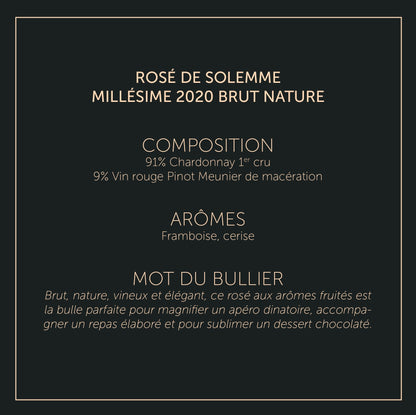 Rosé de Solemme Millésime 2020 - Brut Nature