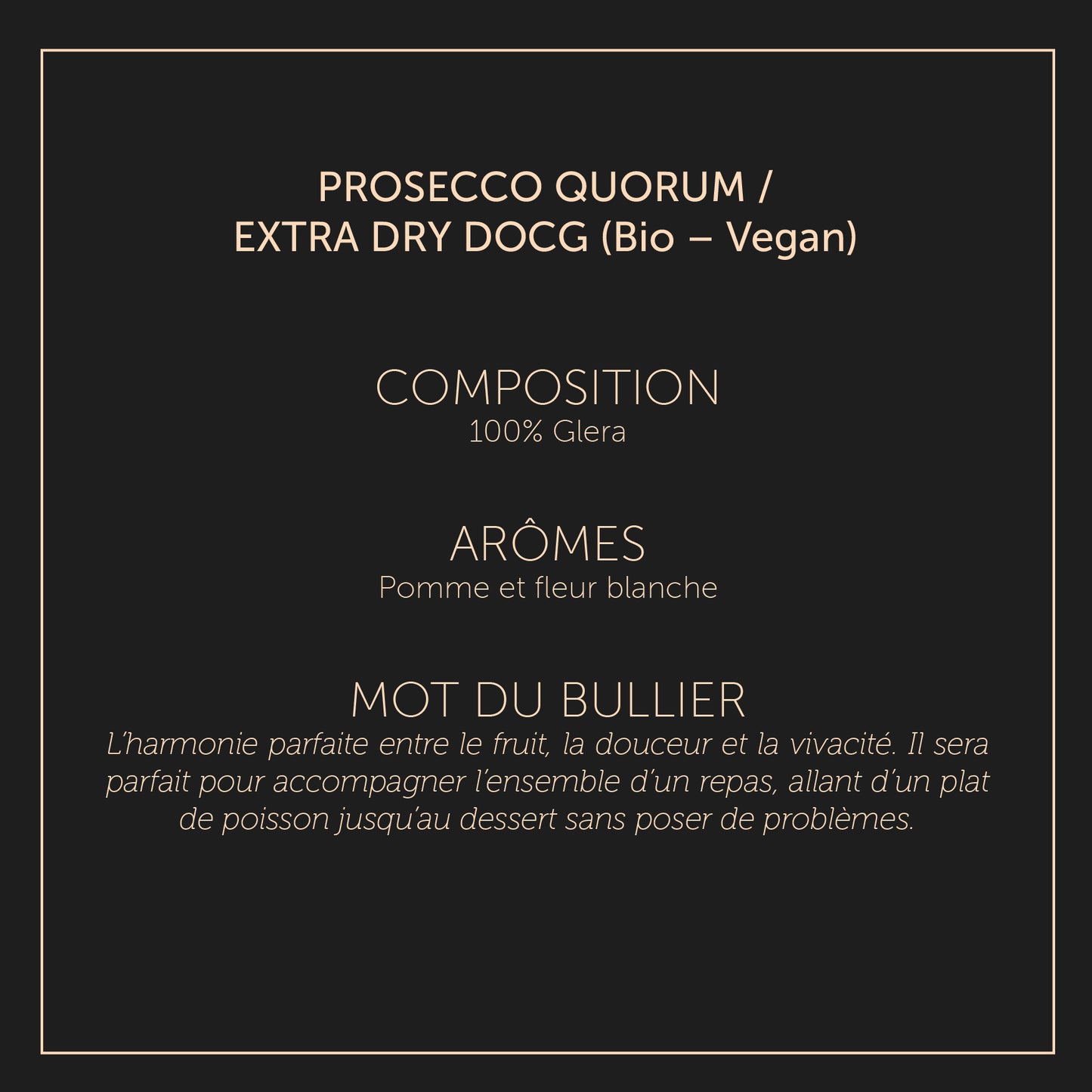 Quorum - Prosecco Supérieur DOCG Bio / Végan - Extra Dry